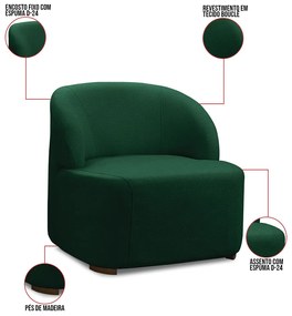 Poltrona Decorativa Orgânica para Sala Diully Bouclê E03 - D'Rossi - Verde