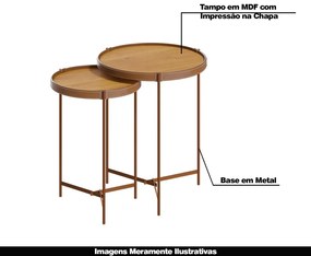 Conjunto Mesa Lateral Nezuko Base Cobre Tampo Nature G29 - Gran Belo