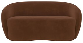 Sofá Living Decorativo 160cm 2 Lugares Íbis Encosto Fixo Veludo Marrom G33 - Gran Belo