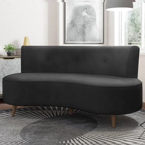 Sofá Living 2 Lugares 160cm Aang Pés Palito Veludo Grafite G33 - Gran Belo