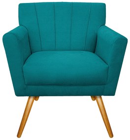 kit 02 Poltronas Laura Palito Mel Suede Azul Turquesa - ADJ Decor
