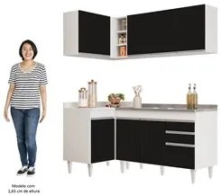 Armário de Cozinha Modulado de Canto Direito 4 Peças CP39 com Pia Inox