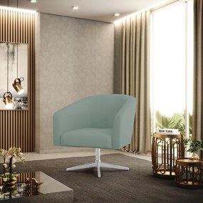 Poltrona Decorativa Giratória Cromada Kit 2 Stella Cotelê Int/Veludo D03 - D'Rossi - Menta