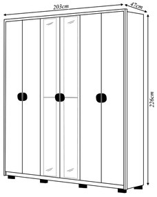 Guarda Roupa Casal Marlin 6 Portas de Bater 2 com Espelhos 4 Gavetas com Nichos MDF Nogueira/Fendi G98 - Gran Belo