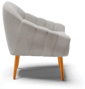Poltrona Giovana Veludo Pés Palito Castanho - Indo Decorar - Cinza