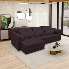 Sofá Retrátil Manual Sala de Estar Nolan Bipartido 297cm Conforto Premium em Couro Borgonha G58 - Gran Belo