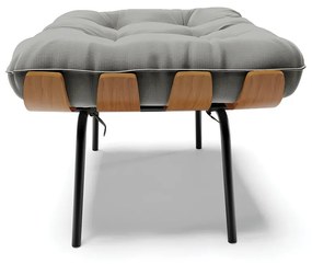 Puff Costela Suede Base Metálica Preto - D'Rossi - Grafite