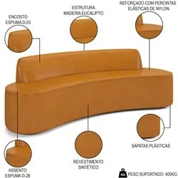 Sofá 4 Lugares para Sala de Estar Living 230cm Koane D06 Sintético Car