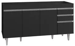 Balcão Gabinete para pia sem Tampo 150cm Marrocos Preto - Lumil