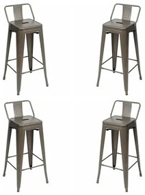 Kit 04 Banquetas Tolix com Encosto Bronze 93cm - 73455 Sun House