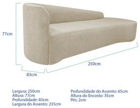 Kit Sofá Curvo França 250cm LD. e Poltrona Luiza Max Conforto, Elegância e Design Moderno Linho