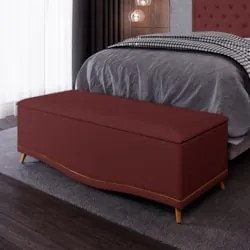 Calçadeira Baú King 195cm com Tachas Imperial J02 Veludo Bordô - Mpoze
