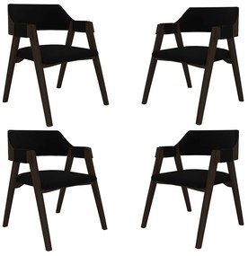 Kit 4 Cadeiras Sala de Jantar e Jogos Carteados Madeira Maciça Poker Veludo Preto/Capuccino G42 - Gran Belo
