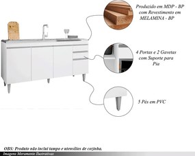 Balcão de Cozinha para Pia Marcos MDP/BP Branco G96 - Gran Belo