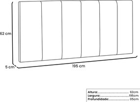 Painel Arizona Para Cama Box King 195 cm Corino S04 - D'Rossi - Branco