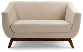 Sofá 2 Lugares Odeon D07 140cm Base Madeira Veludo Creme - D'Rossi