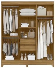 Guarda Roupa Casal 165cm 6 Portas Guiana Freijó/Off Z17      - Mpozena
