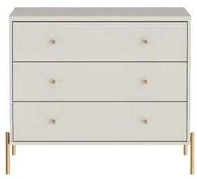 Cômoda Jasper 3 Gavetas Off White Fosco e Base Dourado  - 69757 Sun House