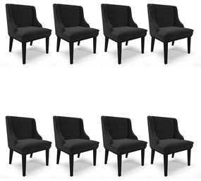 Kit 08 Cadeiras de Jantar Liz Suede Base Fixa Madeira Preto D03 - D'Rossi - Preto