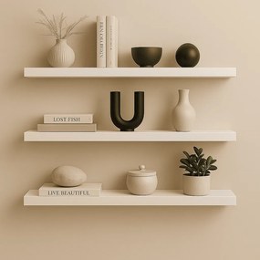 Prateleira Madeira Flutuante Multiuso Kit 3 68x20 Luara L06 - D'Rossi - Branco