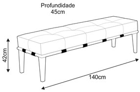 Recamier Decorativo 140cm Martínez Linho Pés Madeira Cinza/Natural G62 - Gran Belo