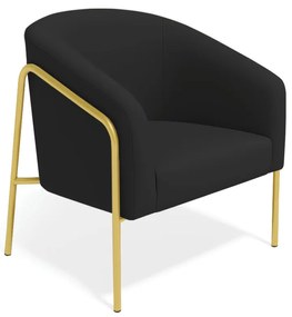 Poltrona Sala Industrial Alta Dourado Stella Veludo D03 - D'Rossi - Preto