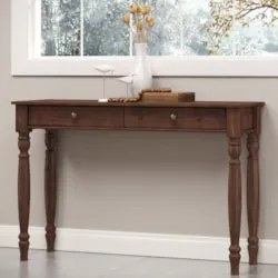 Aparador de Sala 120cm 2 Gavetas Pé Madeira Rubia Café F07 - Mpozenato