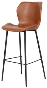 Banqueta Itajaí PU Marrom Mogno Base Metal Preta - 72017 Sun House