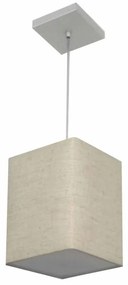 Lustre Pendente Quadrado Md-4007 Cúpula em Tecido 25/16x16cm Rustico Bege - Bivolt