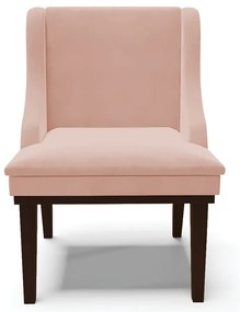 Kit 02 Cadeiras de Jantar Liz Veludo Rosê Base Fixa Madeira Tabaco D03 - D'Rossi