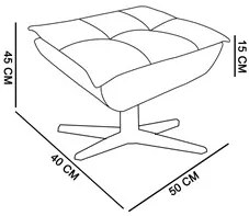 Kit 2 Poltronas Decorativas Base Giratória Cromada com Puff Opla Suede
