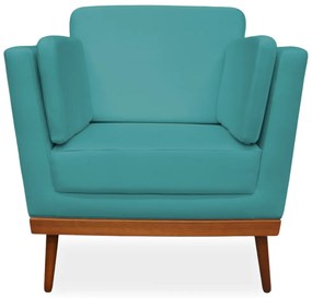 Poltrona Decorativa Siena Veludo Azul Tiffany