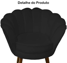 Poltrona Decorativa Pétala Pés Palito Suede Preto - Sheep Estofados