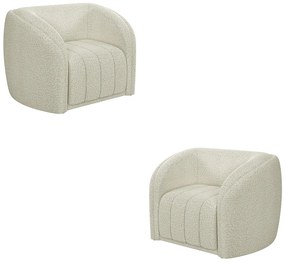 Kit 2 Poltronas Decorativas Sala de Estar Adam Boucle Off White G45 - Gran Belo