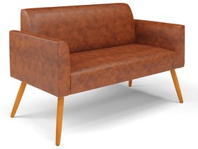 Sofá Namoradeira com 2 Poltronas Pés Palito Castanho Marisa Corano Nozes
