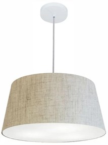Lustre Pendente Cone Md-4050 Cúpula em Tecido 21/50x40 Rustico Bege - Bivolt