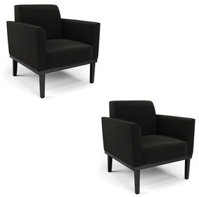Kit 2 Poltronas Base de Madeira Fixa Preto Marisa Suede D03 - D'Rossi - Preto