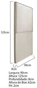 Cabeceira Solteiro Bali P02 90 cm para cama Box Suede - ADJ Decor