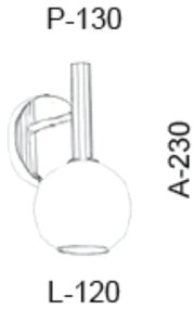 Arandela C/ Globo Ø12X13X23Cm Metal E Vidro 1 X G9 Globo Ø12Cm |Old Ar... (PRETO, FOSCO)