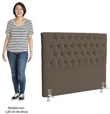 Cabeceira Casal King 195cm Cristal Bouclê Marrom e 2 Mesas Laterais Pl