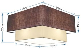 Plafon Duplo Quadrado Md-3022 Cúpula em Tecido 25/50x35cm Café / Bege - Bivolt