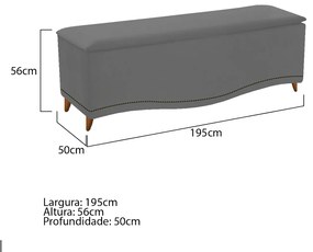 Calçadeira Estofada Yasmim 195 cm King Size Suede Cinza - ADJ Decor