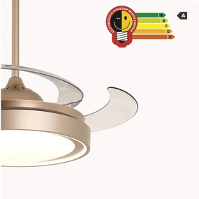 Ventilador De Teto Air Gold Dourado Pás Retrátil Led 30W Multicolor Bi...