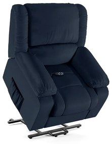 Poltrona do Papai Reclinável Sala de Cinema Madrid Elevação Lift Elétrico PU Azul  G23