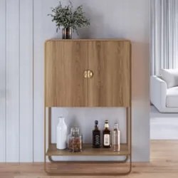 Balcão Aparador Bar 90cm com 2 Portas Mario Hanover/Dourado A10 - Mpoz