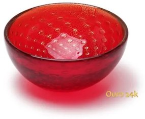 Bowl Tela Vermelho com Ouro Murano Cristais Cadoro