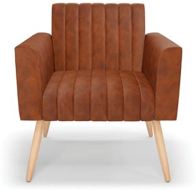 Kit 2 Poltronas Viena Gomada Corano Pés Palito Natural D03 - D'Rossi - Nozes