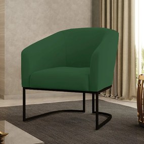 Poltrona Stella Veludo Base Industrial Preto D03 - D'Rossi - Verde