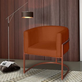 Poltrona Base Industrial Bronze Sala de Estar Lety Veludo - Terracota