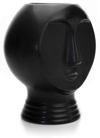 Vaso Decorativo Rosto em Cerâmica Preto 18x14 cm - D'Rossi